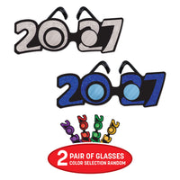 12 Pack Bulk 2027 Glitter Eyeglasses Assorted Colors, One Size Fits Most