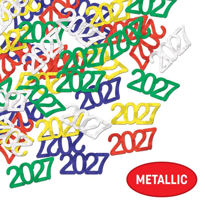 12 Pack Bulk 2027 Multi-Color Fanci-Fetti Silhouettes Confetti- New Year & Graduation - view 2