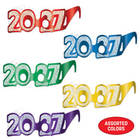 50 Pack Bulk 2027 Glittered Foil Eyeglasses New Year's & Graduation Party Favors - view 6