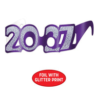 50 Pack Bulk 2027 Glittered Foil Eyeglasses New Year's & Graduation Party Favors - view 5
