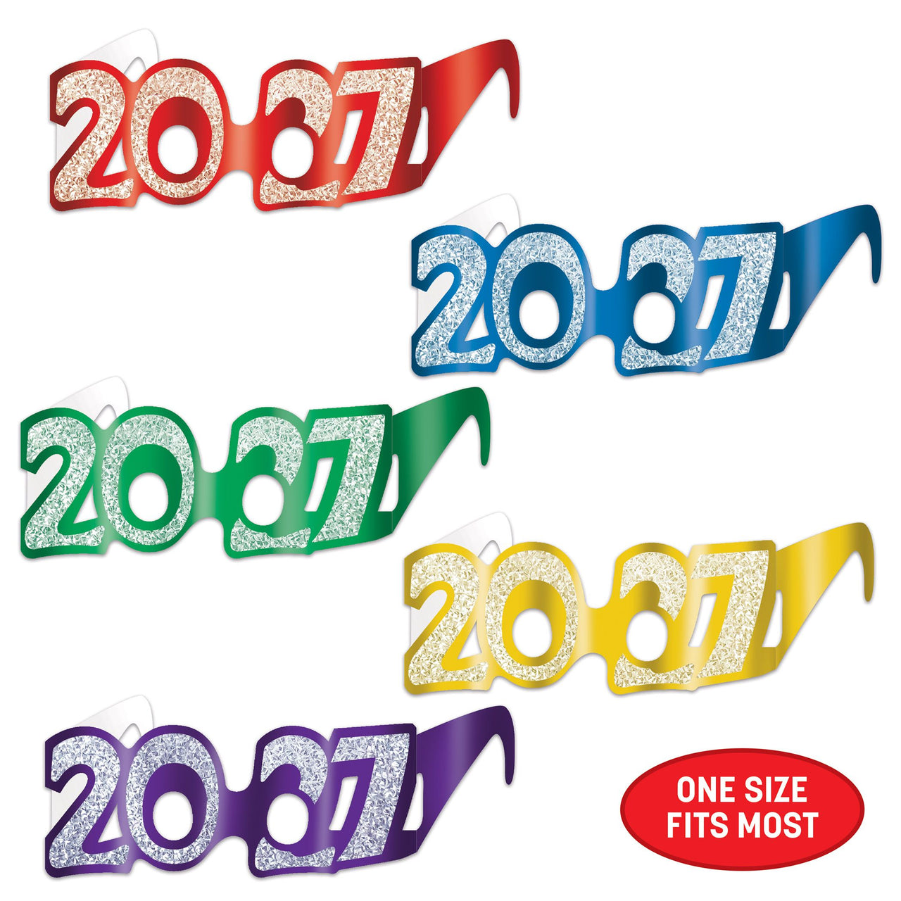 50 Pack Bulk 2027 Glittered Foil Eyeglasses New Year's & Graduation Party Favors - view 7