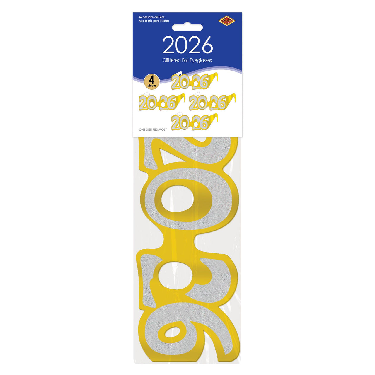 48 Pair Bulk Gold Glitter 2026 Eyeglasses New Year & Graduation Favors