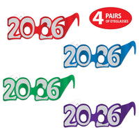 48 Pair Bulk 2026 Glittered Eyeglasses New Year & Graduation Party Favors