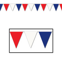 30 ft.- Red - White/Blue Party Pennant Banner - Bulk 12 Pack