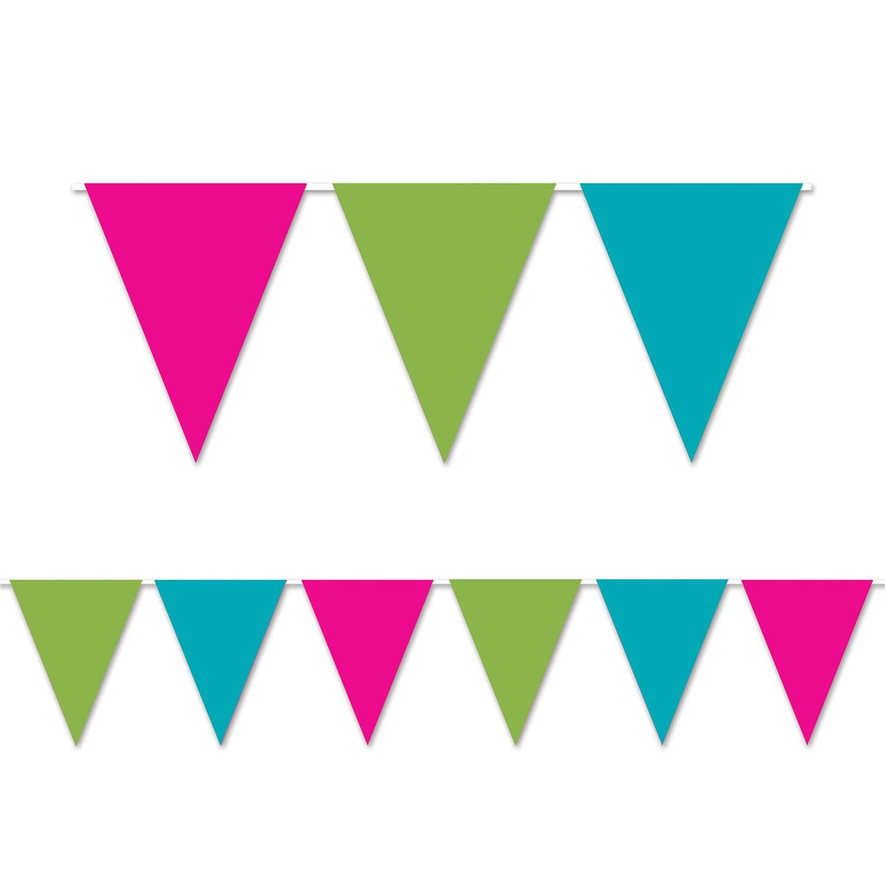 Luau Party Cerise, Lime Green/Turquoise Pennant Banner - Bulk 12 Pack