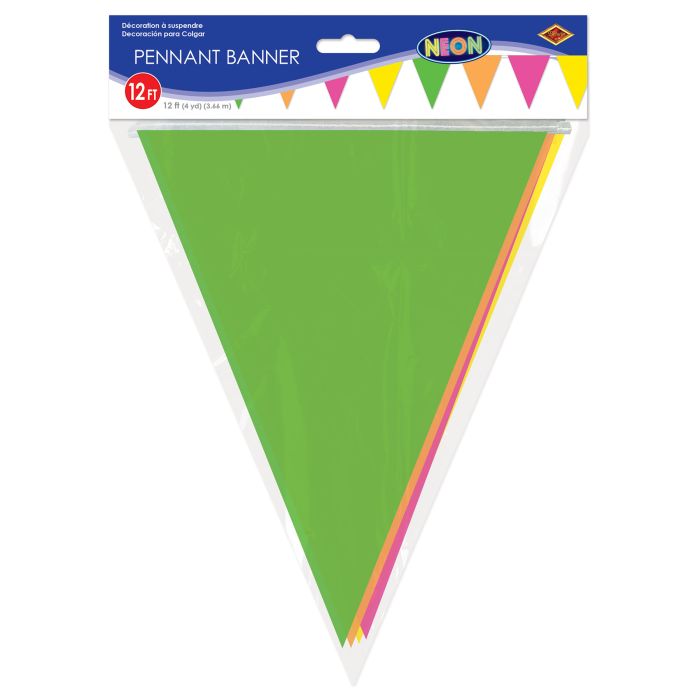 12 Pack Bulk Neon Pennant Banner