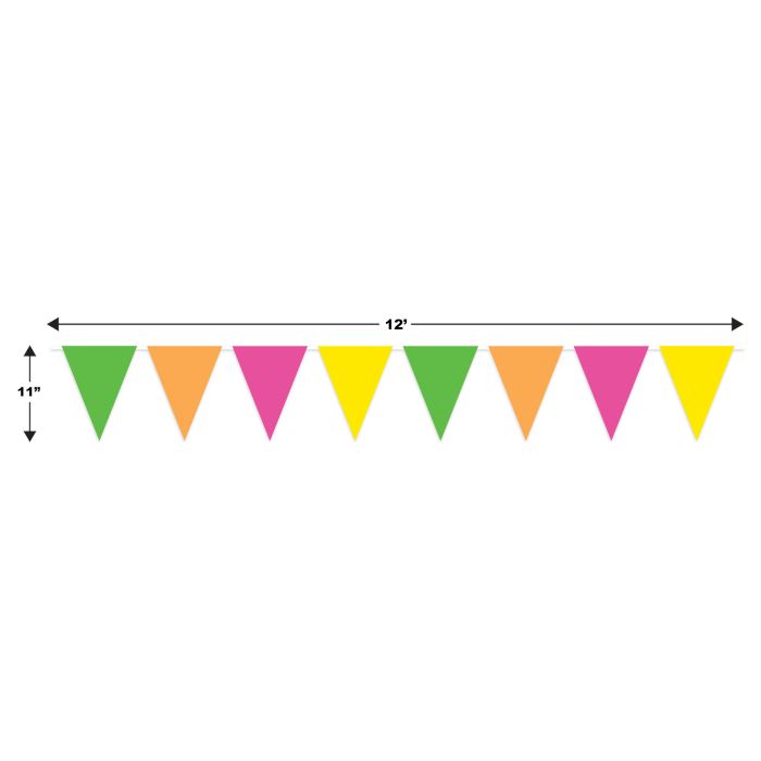 12 Pack Bulk Neon Pennant Banner