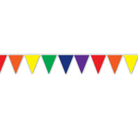 Solid Rainbow Party Pennant Banner - Bulk 12 Pack