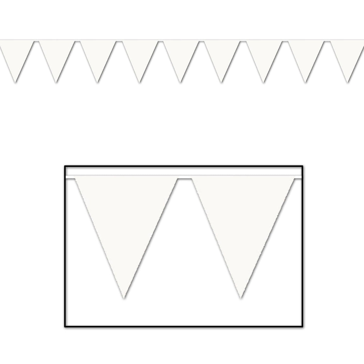 White Party Pennant Banner - Bulk 12 Pack