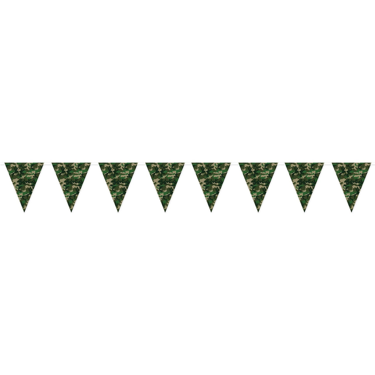 Camo Pennant Party Banner - Bulk 12 Pack