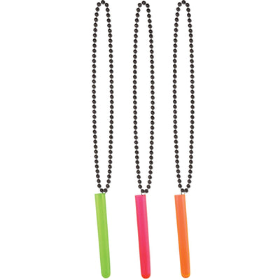 New Year's Eve Bead Necklaces with NeonTest Tube Shot - Bulk 12 Pack