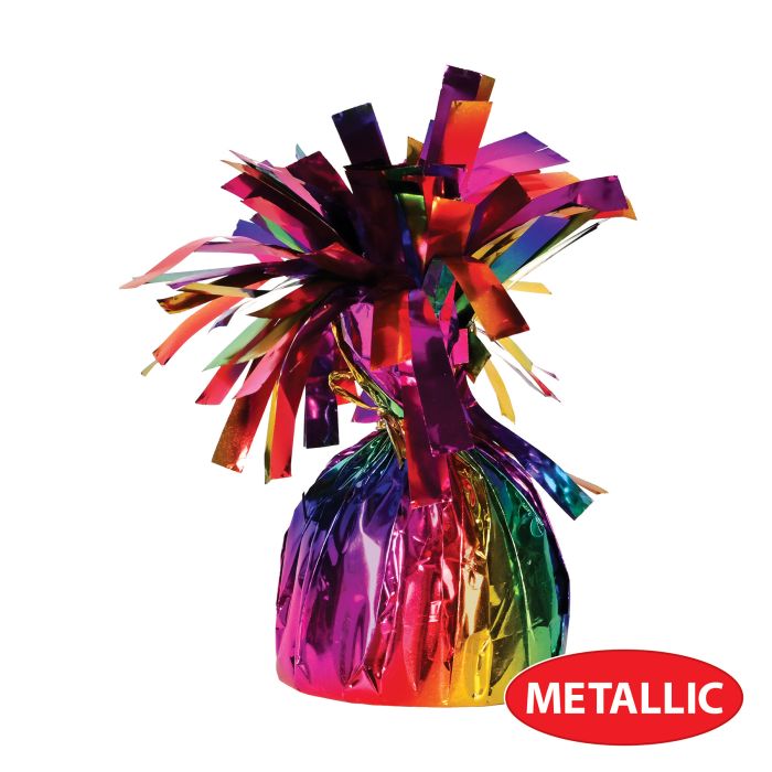 12 Pack Bulk Rainbow Metallic Wrapped Balloon Weight