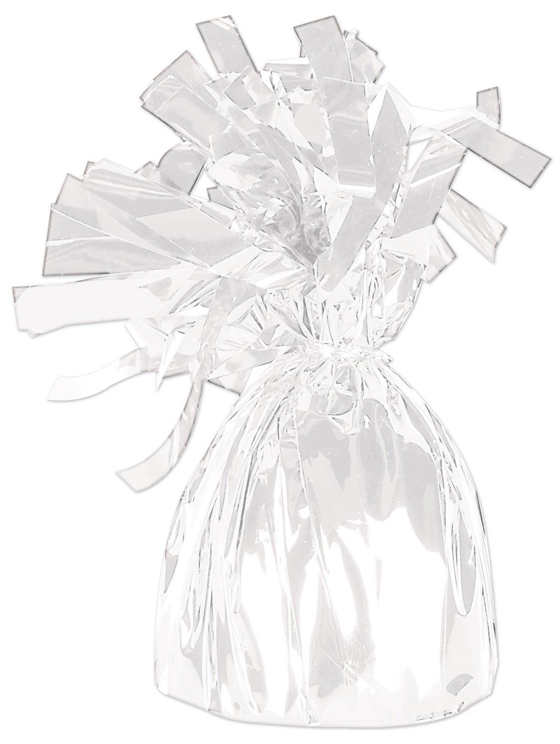 Metallic Wrapped Balloon Weight white - Bulk 12 Pack