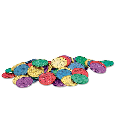 Plastic Party Coins - Asst colors - Bulk/1200 Coins