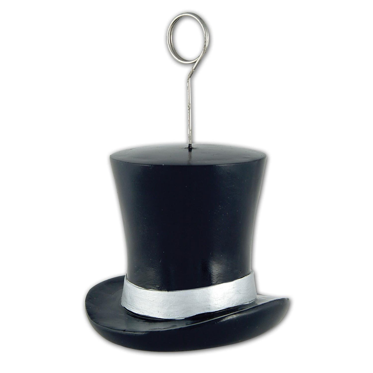 New Year's Eve Top Hat Photo/Balloon Holder - black/silver - Bulk 6 Pack