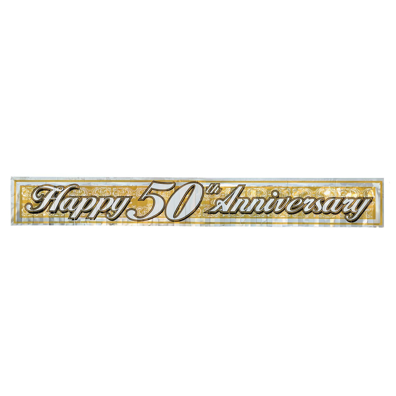 Metallic 50th Anniversary Fringe Banner - Bulk 12 Pack