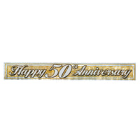 Metallic 50th Anniversary Fringe Banner - Bulk 12 Pack