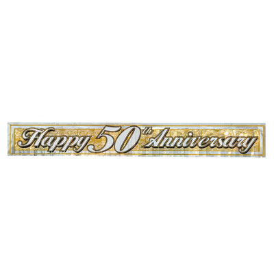 Metallic 50th Anniversary Fringe Banner - Bulk 12 Pack