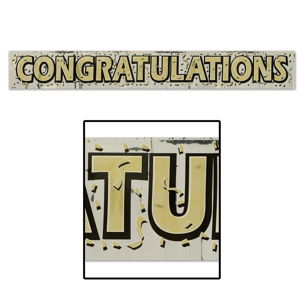 Metallic Congratulations Graduation Party Fringe Banner - Bulk 12 Pack