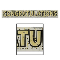 Metallic Congratulations Graduation Party Fringe Banner - Bulk 12 Pack