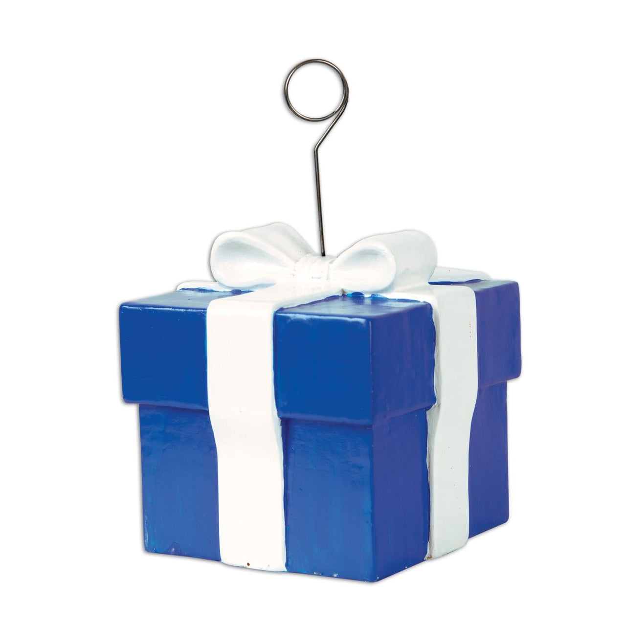Blue Gift Box Photo/Balloon Holder - Bulk 6 Pack