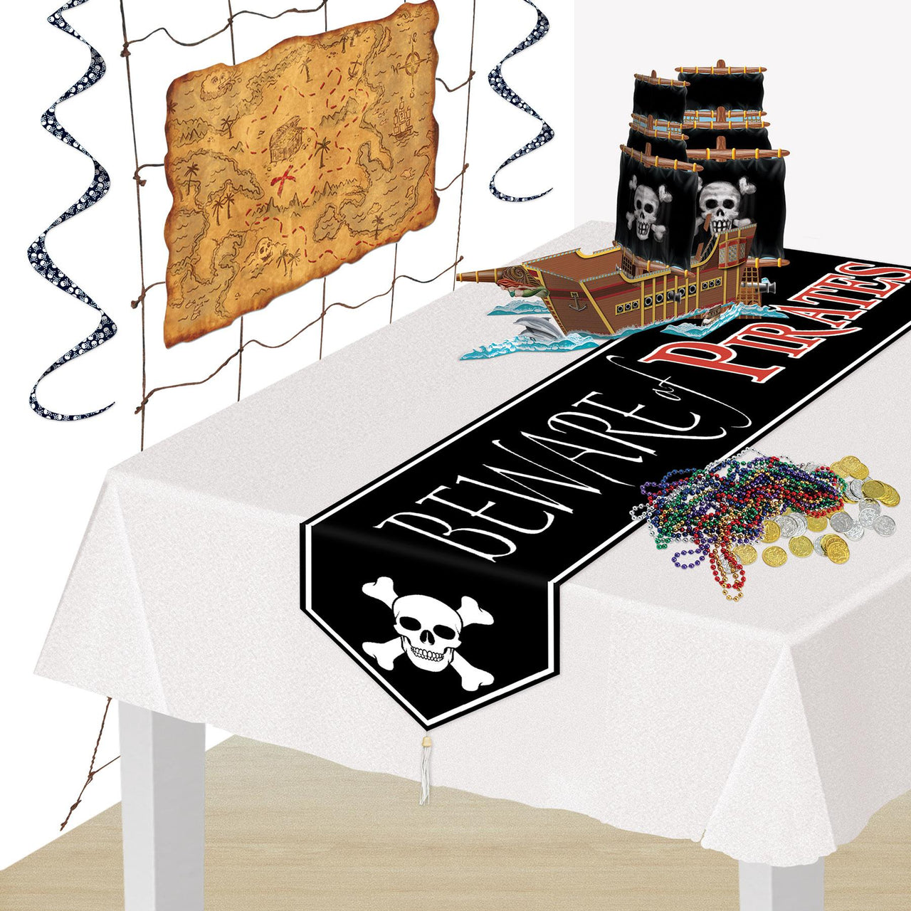 Pirate Party Supplies - Beware of Pirates Table Runner