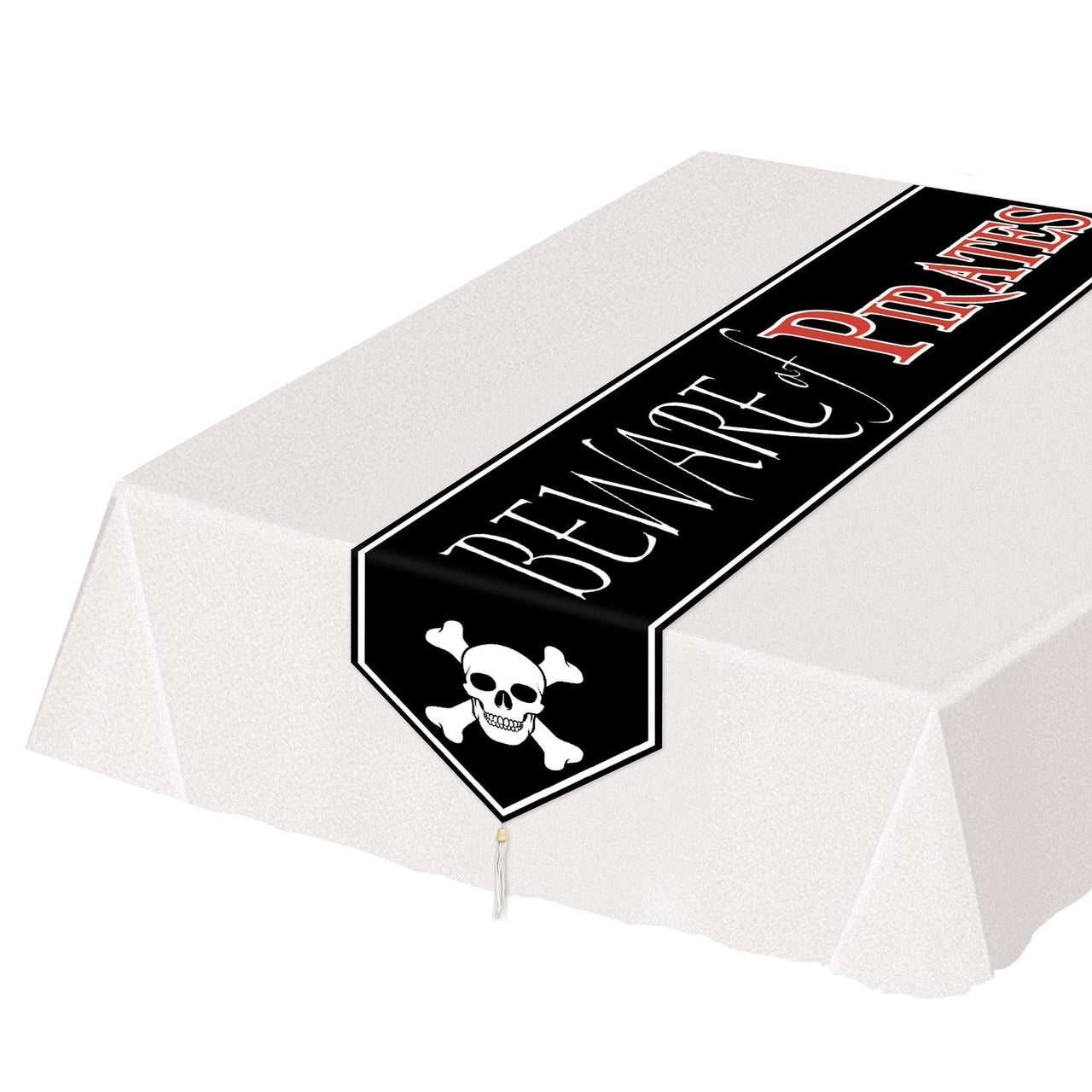 Printed Beware Of Pirates Paper Party Table Runner - Bulk 12 Pack