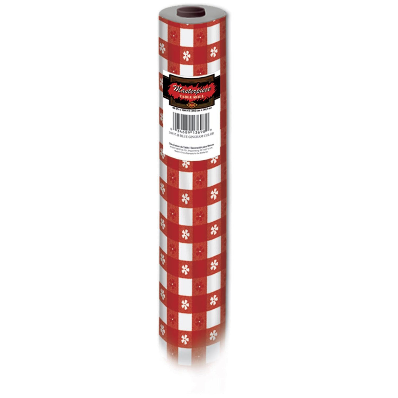 Gingham Party Table Roll - red - plastic