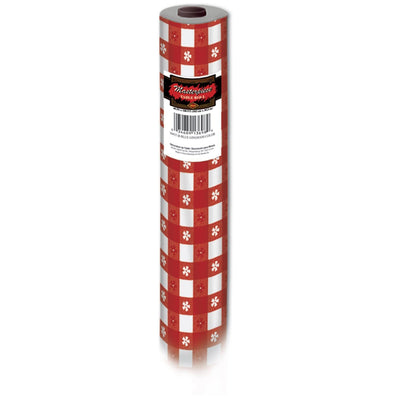 Gingham Party Table Roll - red - plastic