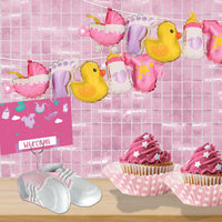 Baby Shoes Photo/Balloon Holder, white with pink upper 