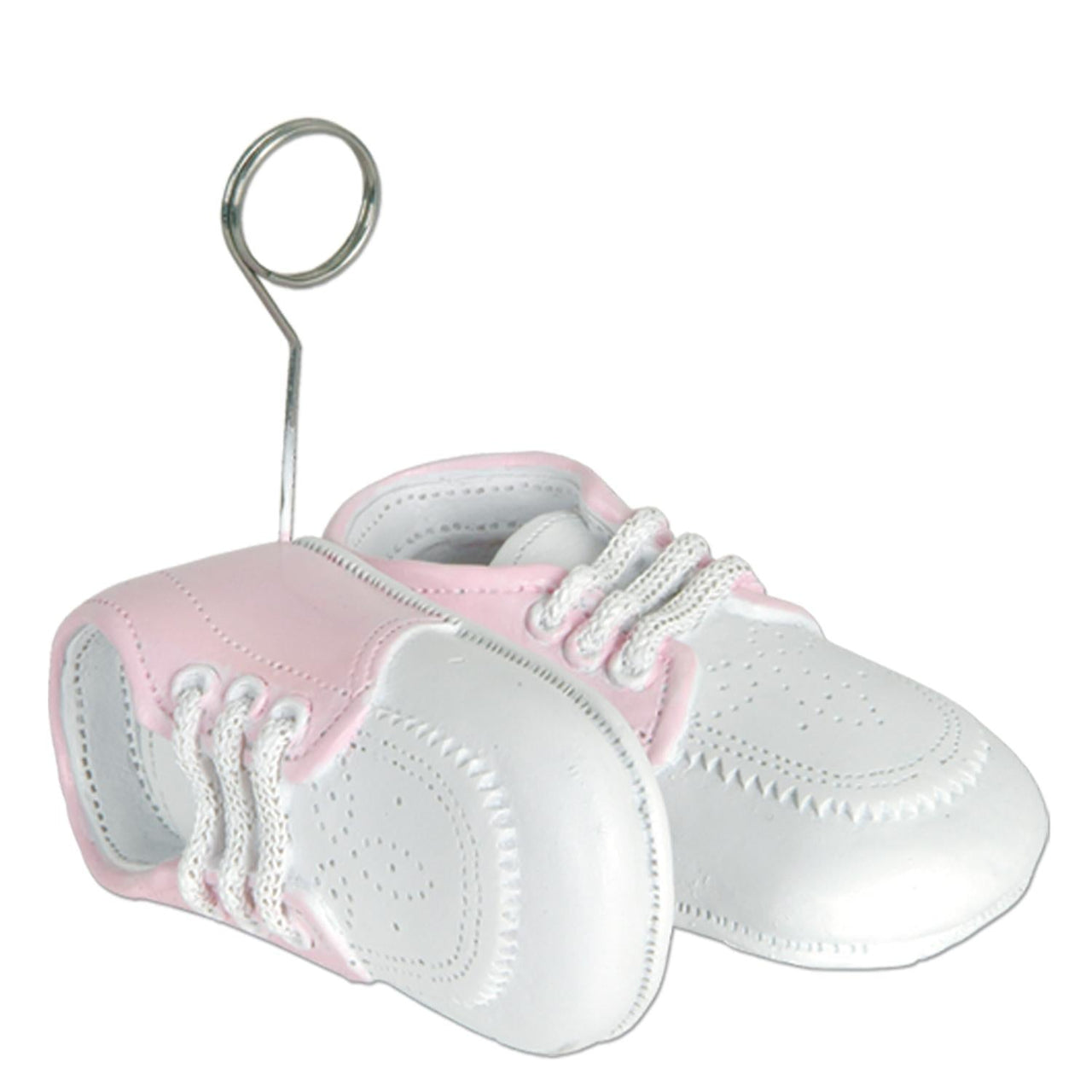 Baby Shoes Photo/Balloon Holder - white with pink upper - Bulk 6 Pack