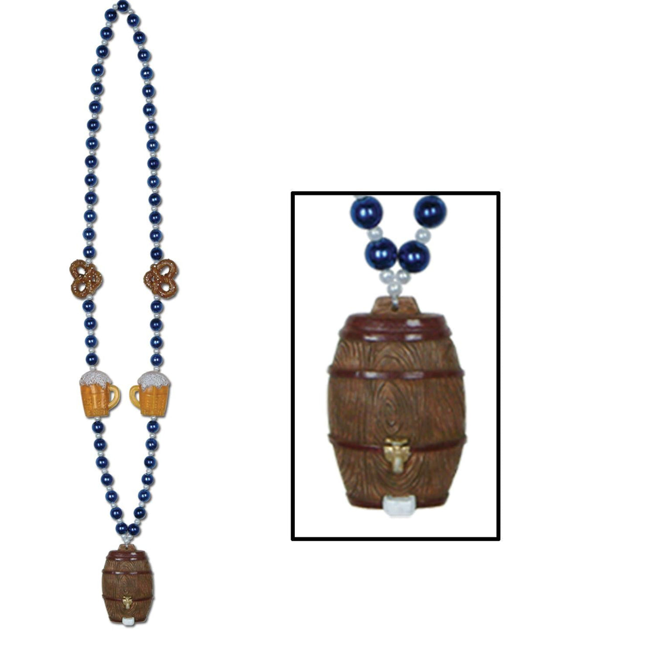 Oktoberfest Bead Necklaces with Keg Medallion - Bulk 12 Pack