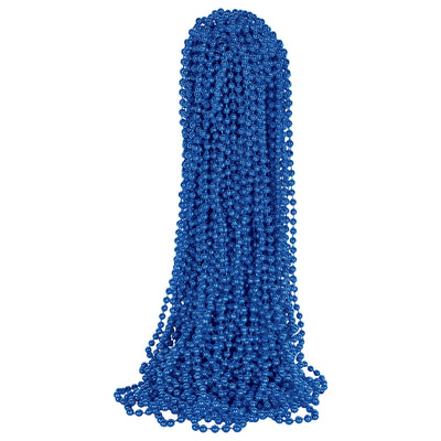 Blue Party Beads - 7mm x 33" Round Necklace (50/Pkg)