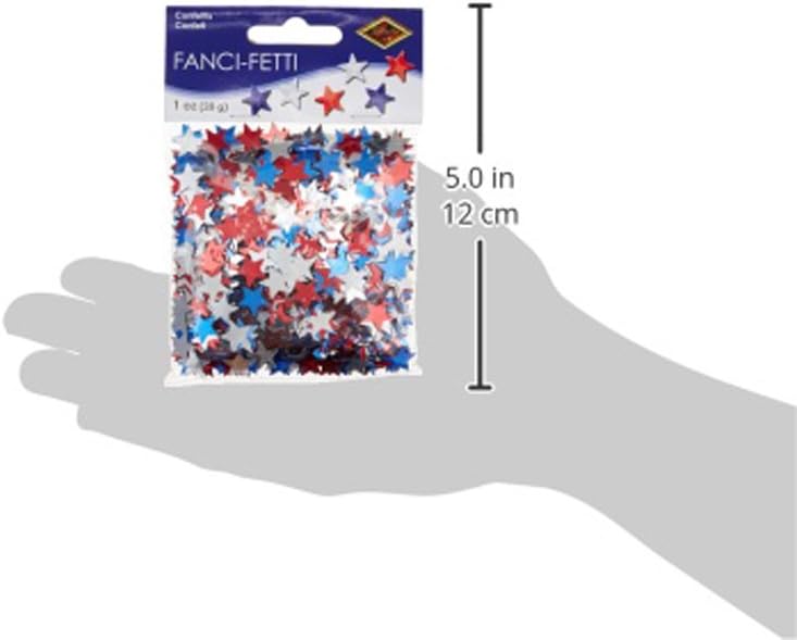 12 Pack Bulk Confetti Stars Party Decor red - silver - blue (1 Oz per Pack)