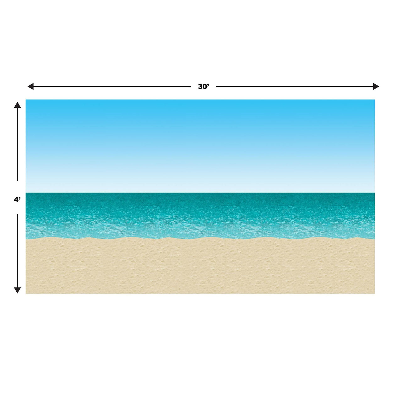 Luau Party Supplies - Blue Sky & Ocean Backdrop
