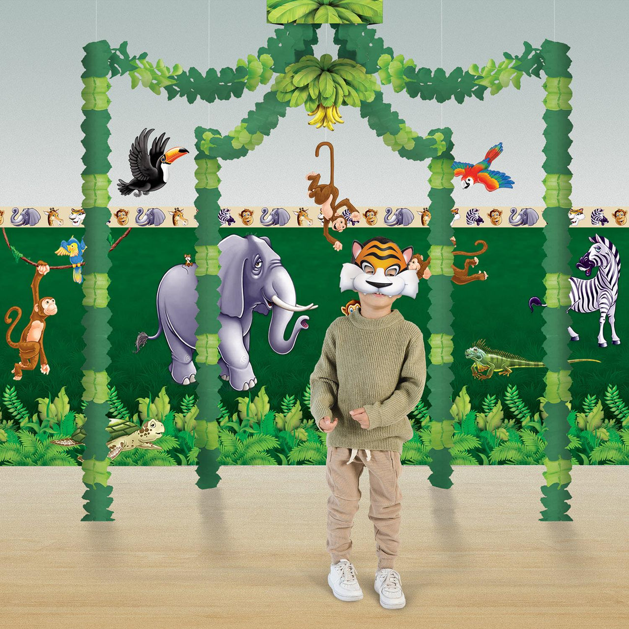 Bulk Jungle Foliage Backdrop Jungle Party Theme (Case of 6) by Beistle