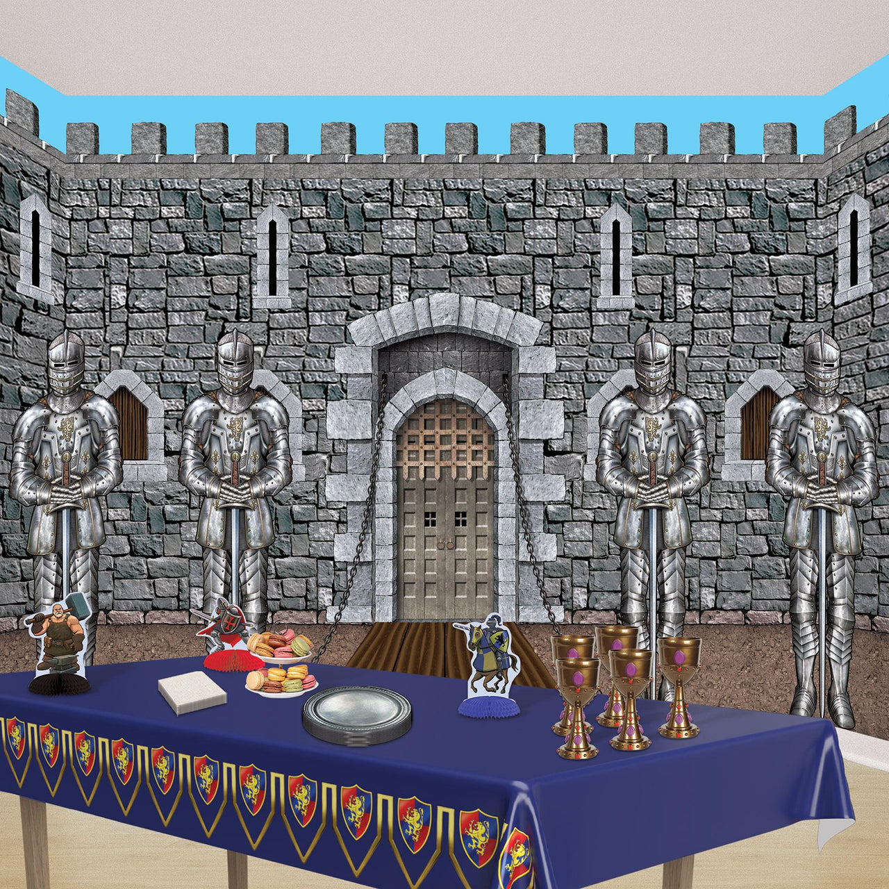 Knight Guard Backdrop Bulk 6 Pack Beistle Wall Of Knights Party Backdrop – PartyDecorations.com