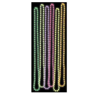 Glow In The Dark Party Bead Necklaces - Bulk 72 Pack