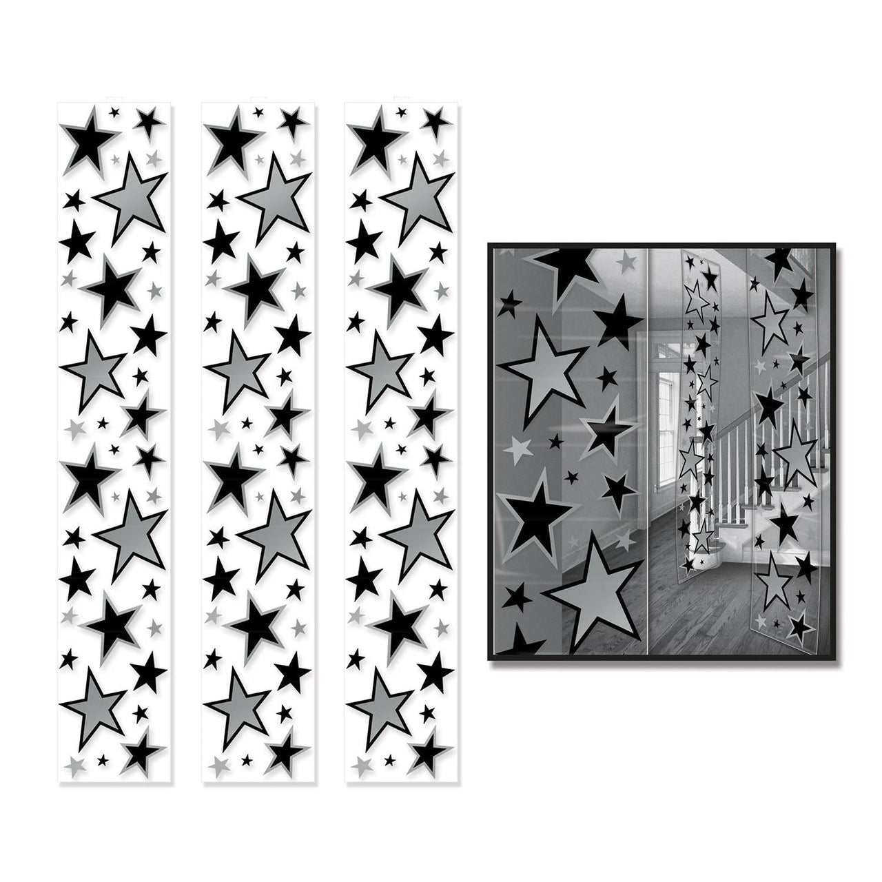 Star Party Panels Black and Silver - Bulk 36 Pack