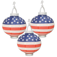 Light-Up Patriotic Party Paper Lanterns - Bulk 18 Pack