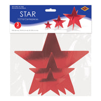 36 Pack Bulk 3D Red Foil Star Centerpieces Assorted Sizes