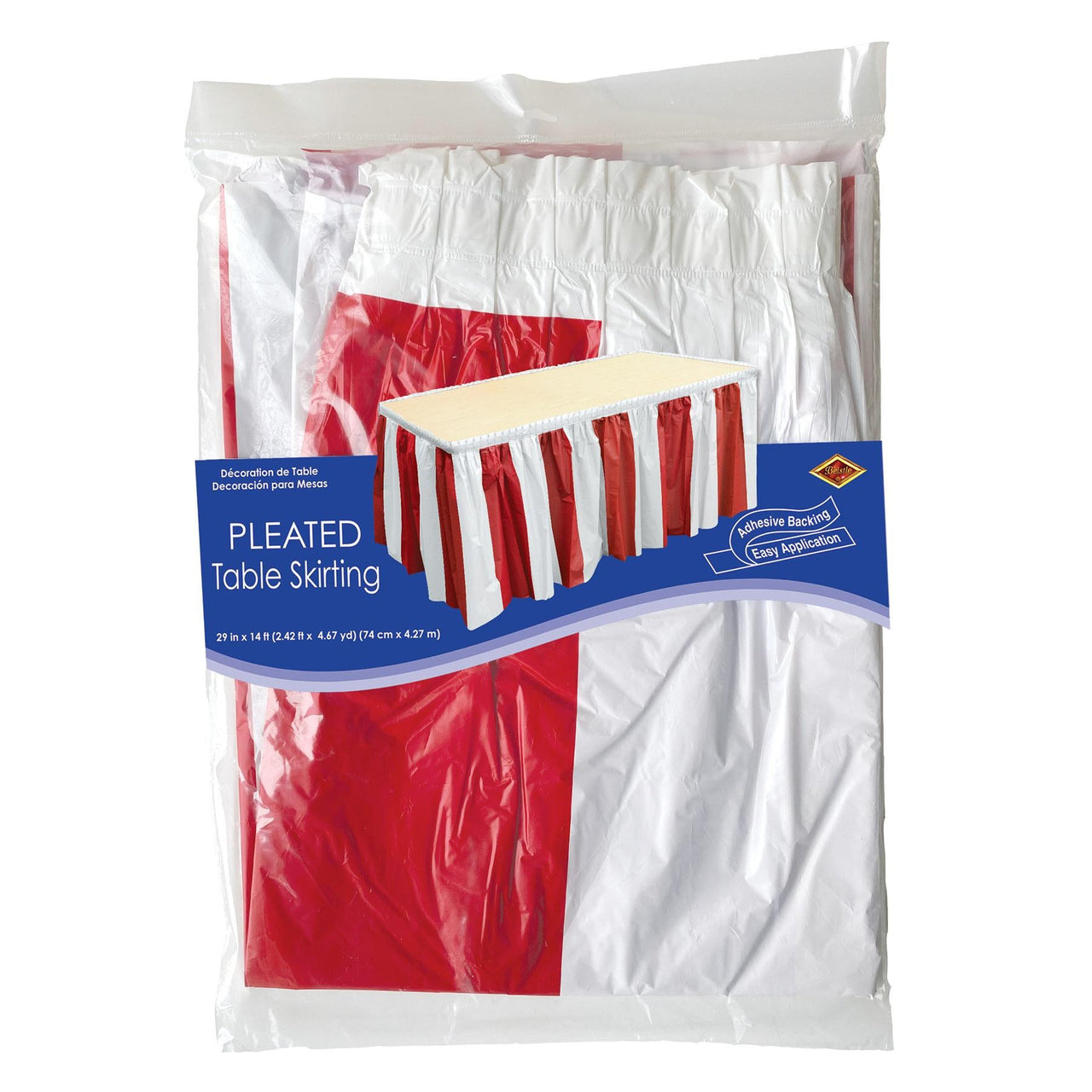 Red & White Stripes Table Skirting, party supplies, decorations, The Beistle Company, Pirate, Bulk, Pirate Party Supplies, Pirate Party Decorations