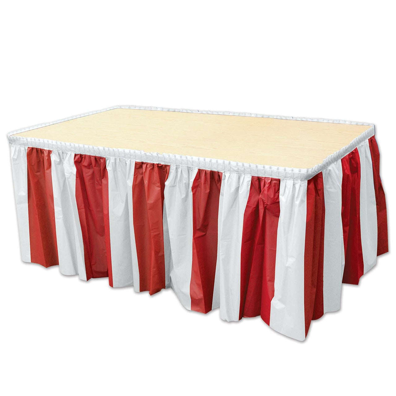 Red/White Stripes Party Table Skirting - Bulk 6 Pack
