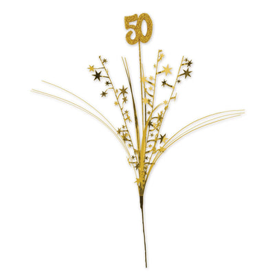 Glittered 50th Anniversary  Metallic Star Spray - gold - Bulk/12 Star Sprays