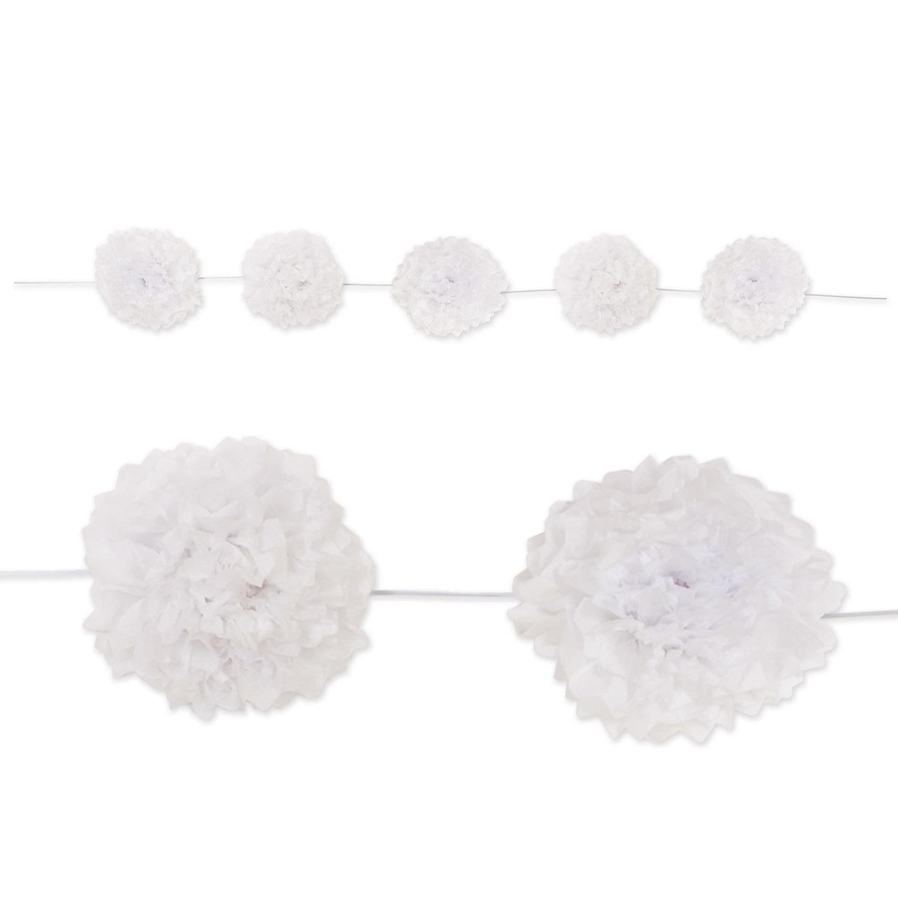 Tissue Flower Garland - white - Bulk 6 Pack