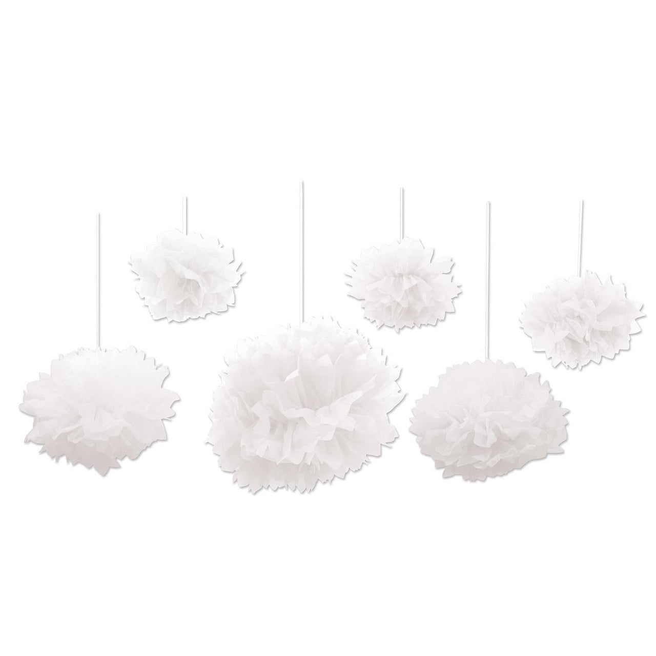 Tissue Fluff Balls - white - Bulk 36 Pack