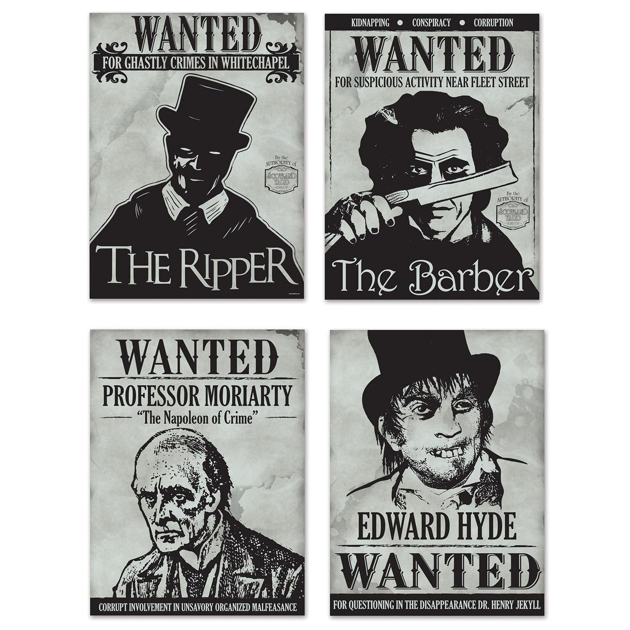 Sherlock Holmes Party Wanted Sign Cutouts - Bulk 48 Pack