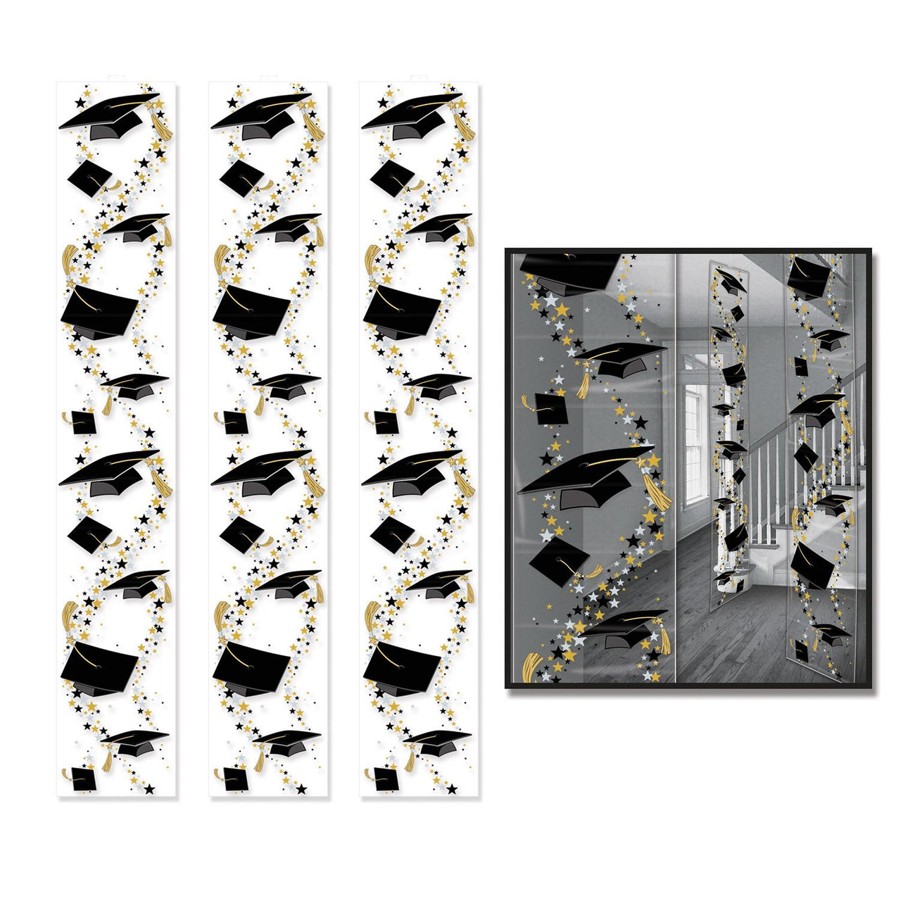 Grad Caps Graduation Party Panels - Bulk 36 Pack