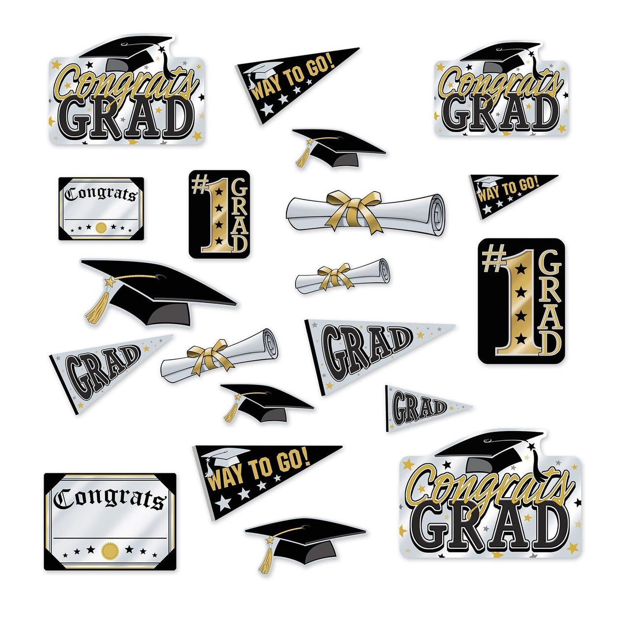 Graduation Party Cutouts - Bulk 240 Pack