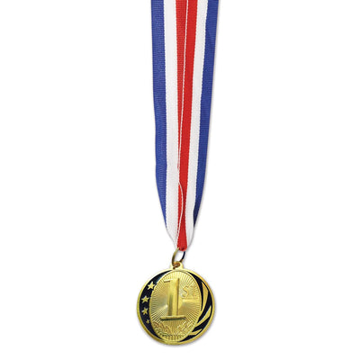 1st Place Medal with Ribbon - gold - Bulk/12 Ribbons